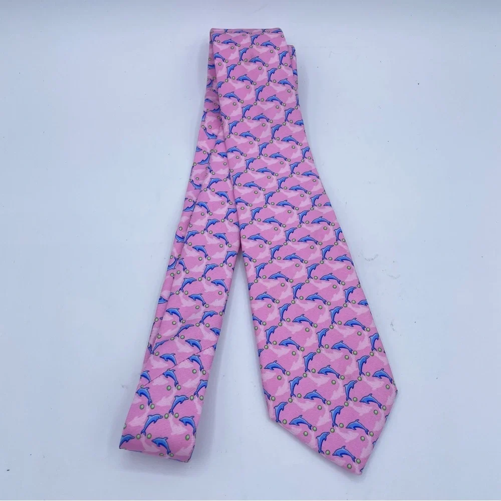 Brooks Brothers Boys Silk Dolphin Tie OS Pink/Blue